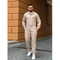 Чоловічий брючний костюм бежевого кольору 33081