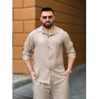 Чоловічий брючний костюм бежевого кольору 33081