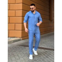 Чоловічий брючний костюм свiтло-синього кольору 33082
