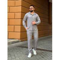 Чоловічий брючний костюм сiрого кольору 33083