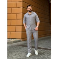Чоловічий брючний костюм сiрого кольору 33083