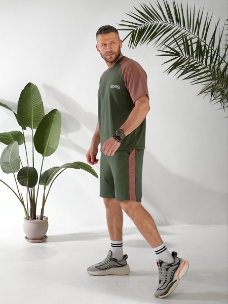 Чоловічий літній костюм кольору хакі 33093