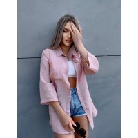Хлопковая женская рубашка пудрового цвета 33103