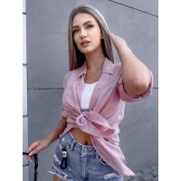 Хлопковая женская рубашка пудрового цвета 33103