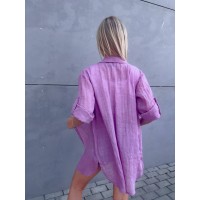Хлопковая женская рубашка сиреневого цвета 33104