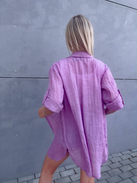 Бавовняна жіноча сорочка бузкового кольору 33104