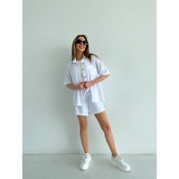 Женский летний костюм рубашка+шорты молочного цвета 33110