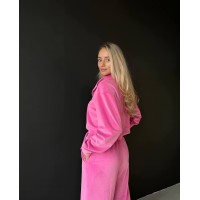 Жіночий легкий костюм на блискавці малинового кольору 33116