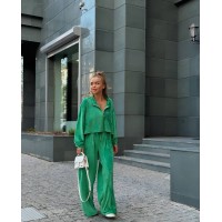 Жіночий легкий костюм на блискавці зеленого кольору 33118