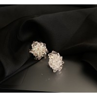 Сережки з бісером рожевого кольору 33124