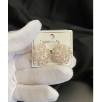 Сережки з бісером рожевого кольору 33124