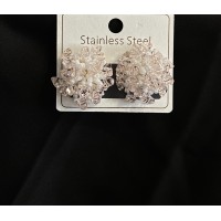 Сережки з бісером рожевого кольору 33124