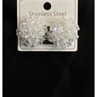 Сережки з бісером білого кольору 33125