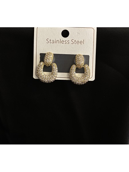 Сережки з камінчиками золотого кольору 33128