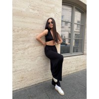 Женский прогулочный костюм (топ+штаны) черного цвета 33130