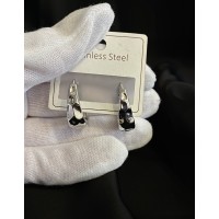 Сережки круглий замок срібного кольору 33133