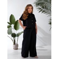Жіночий легкий класичний костюм чорного кольору 33137