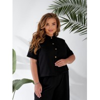 Жіночий легкий класичний костюм чорного кольору 33137