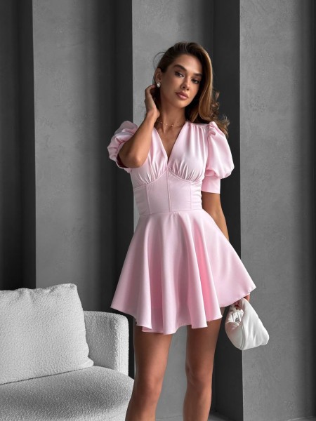 Жіноча легка комбінезон-сукня рожевого кольору 33144