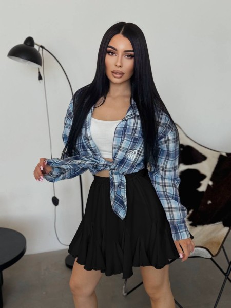 Повітряна спідниця-шорти міні чорного кольору 33155