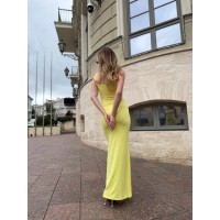 Женское силуэтное платье макси желтого цвета 33167