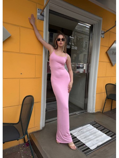 Жіноча силуетна сукня максі рожевого кольору 33168