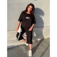 Легкий повсякденний костюм чорного кольору 33178