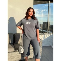 Легкий повсякденний костюм сiрого кольору 33179