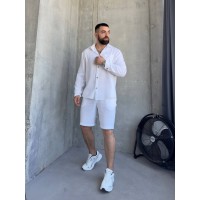 Чоловічий літній мусліновий костюм молочного кольору 33196