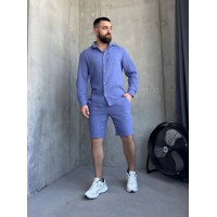 Чоловічий літній мусліновий костюм синього кольору 33198