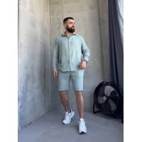 Чоловічий літній мусліновий костюм оливкового кольору 33199