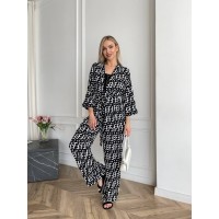 Жіночий легкий прогулянковий костюм чорного кольору 33206