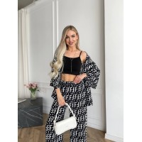 Жіночий легкий прогулянковий костюм чорного кольору 33206