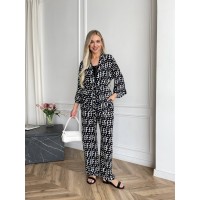 Жіночий легкий прогулянковий костюм чорного кольору 33206