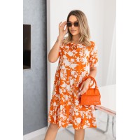 Літня сукня вільного крою в квiтку помаранчевого кольору 33215
