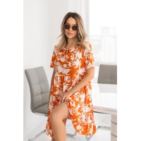 Літня сукня вільного крою в квiтку помаранчевого кольору 33215