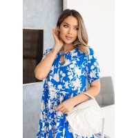 Літня сукня вільного крою в квiтку синього кольору 33217