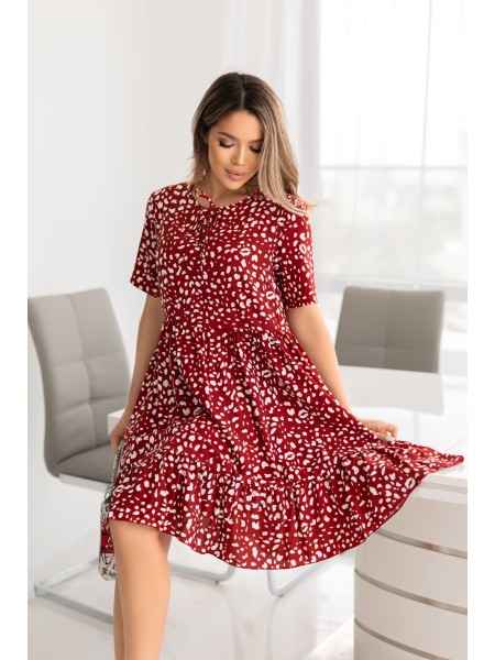Літня сукня вільного крою бордового кольору 33222