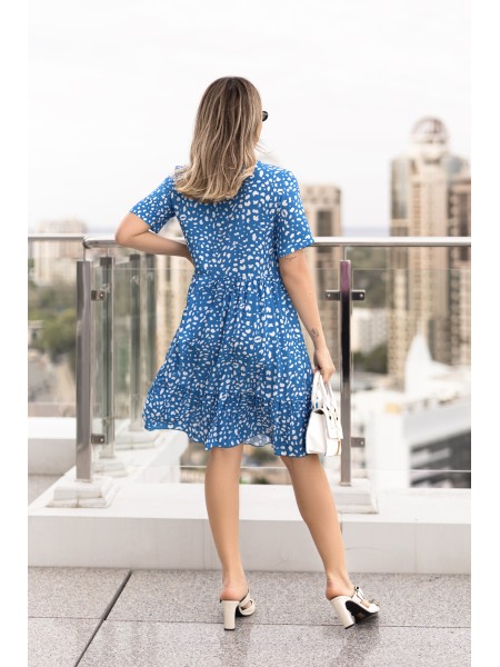 Літня сукня вільного крою синього кольору 33223