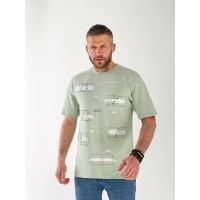 Чоловіча футболка з квадратами оливкового кольору 33228