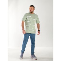 Чоловіча футболка з квадратами оливкового кольору 33228