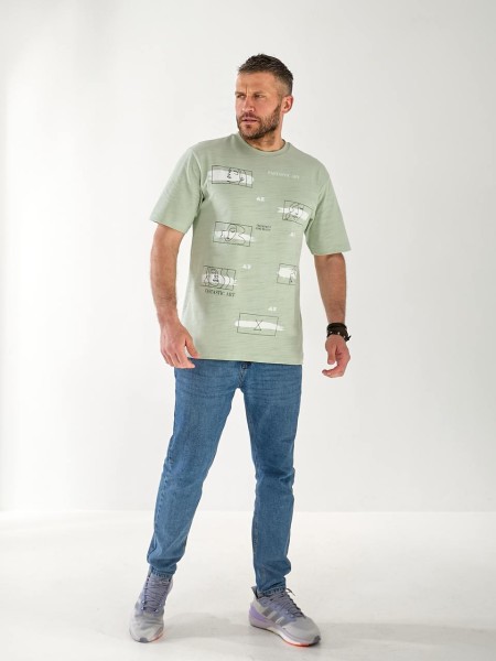 Чоловіча футболка з квадратами оливкового кольору 33228