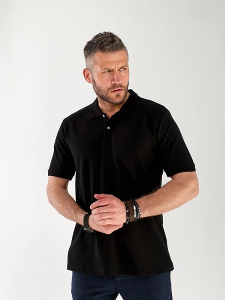 Чоловіча футболка-поло чорного кольору 33233