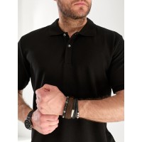 Чоловіча футболка-поло чорного кольору 33233