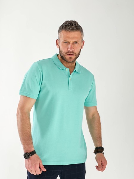 Чоловіча футболка-поло м'ятного кольору 33234