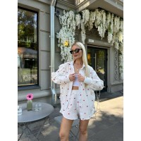 Женский муслиновый костюм с сердцами красного цвета 33247