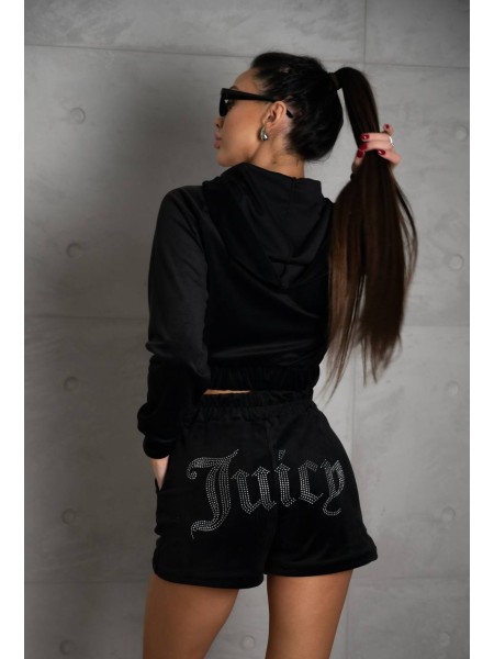 Жіночий літній велюровий костюм чорного кольору 33252