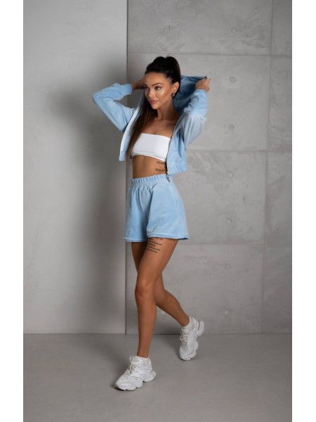 Жіночий літній велюровий костюм блакитного кольору 33255