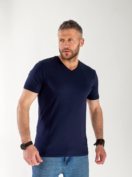 Чоловіча базова футболка синього кольору 33257