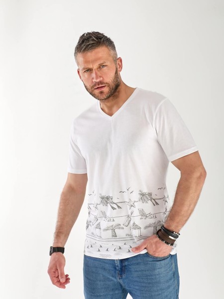 Футболка чоловіча з малюнком білого кольору 33258